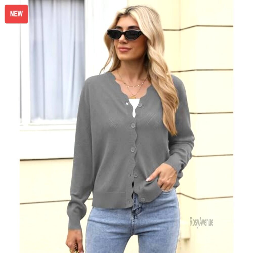 Viscose V-Neck Cardigan Long Sleeve Slim Fit Lightweight Sweater - Picture 4 of 6
